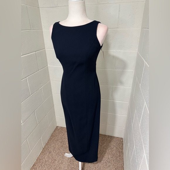 Vtg Shelli Segal Navy Maxi Dress - Picture 1 of 5